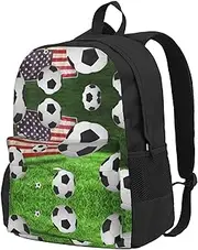 NOLACE Soccer Usa American Flag Backpack For Men Women, Classic Water-Resistant Lightweight Travel Backpack Casual Daypack