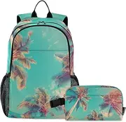 [XYMZR] Backpack with Lunch Box Palm Trees Sky Book Bag Daypack Shoulder Bag with Insulated Lunch Bags for Women Men Travel Laptop Daypack 18.5 x 11.8 In, Multi-colored, One Size, Daypack Backpacks