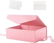 PETSLOVE Large Gift Box with Ribbon 30.48x21.59x10.16 CM, Pink Gift Box with Lid, Bridesmaid Proposal Box, Magnetic Gift Box for Presents (Glossy)