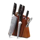 7Pcs TURWHO Chef Knife Japan VG10 Damascus Steel Kitchen Cooking Knife Block Set