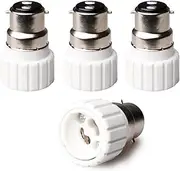 UOOOM 4pcs B22 to GU10 Lamp Socket Converter, Heat Resistant Ceramic, White Aluminum, Indoor Use