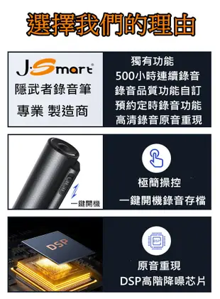 J-SMART 隱武者32G錄音筆 連續錄音500小時 可預約錄音+自訂錄音規格+濾除雜音 原音重現 (4.6折)