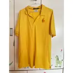 二手 LE COQ SPORTIF 法國公雞牌素面胸前大LOGO短袖吸排POLO衫 銘黃 黃色 LL