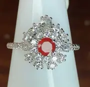 Bomb Party Ring- 3670- Treated Genuine Quartz/Lab Ruby- Size 9- Rhodium Plating