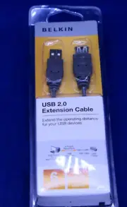 Belkin USB 2.0 Extension Cable 6 Ft A Plug to A Receptacle for Printer