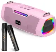 Karaoke Machine with Two Wireless Microphones - Portable 60W Powerful Bluetoo...