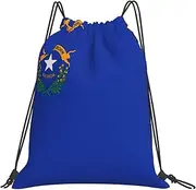 EdWal Nevada State Flag Print Drawstring Backpack Gym Bags Sports Draw String Bags For Gym Travel Swimming Beach, White, One Size