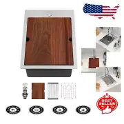Stylish 15" Drop-In Bar Sink Workstation with Accessories - Ideal for RVs