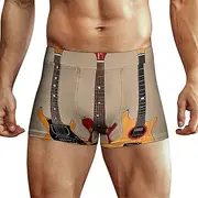 [NQHJT] Men's Underwear Guitars Standard Scale Boxer Briefs Soft Breathable Trunks Underwear Low Rise Underwear