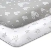 Travel Crib Sheets Compatible with Guava Lotus, Dream on Me Travel Crib Light Playard, Soft Jersey Cotton Sheets for Travel Crib,Unisex, Boys & Girls (42" X 24"), 2 Pack