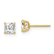 Madi K Kid's Earrings 14K Yellow Gold CZ Polished Stud Post Back, 4 mm