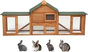 Rabbit Cages Large Rabbit Hutch 2 Layer with Rainproof Sloping Roof Removable Tray 4 Door Design for Rabbit Bunny