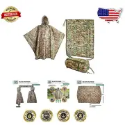 Unisex Military Style Rip-Stop Poncho – Lightweight & Adjustable Rain Protection