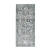 2'8"x6'1" Silk With Textured Wool HiLow Pile HandKnotted Runner Fine Rug G58181