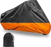 Motorcycle Cover XXXL Waterproof for Harley for Ultra Classic Davidson, Large for Street Glide for Electra for Touring FLHTCU for Road King for GL for Honda for Goldwing Outdoor Weather (Black Orange)