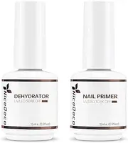 Nicedeco Gel Nail Polish Nail dehydrator and primer for gel nails Nail Prep Bond Primer Quick Dry Nail Prep Dehydrator Kit 2 x 15 ml Cruelty-free & Vegan