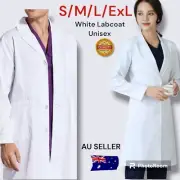 White Lab Coat Men Women Dentist Doctors Students Scientist Long Sleeves AU