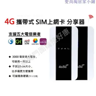 [臺灣出貨] 全頻段 4G LTE 手機4G吃到飽 WiFi分享器 SIM卡隨插即用 支援五大電信 攜帶式 外出 硬碟