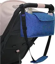 SUQ Buggy Organiser with Drink Holder, Can Be Carried or Hung, Pram Organiser and Buggy Organiser, Universal Pram Organiser with Insulated Drink Holder (Navy Blue)