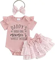 [Adobabirl] Baby Girl Summer Clothes Short Sleeve Ribbed Romper Ruffle Layered Bloomers Shorts Headband Boutique Clothing