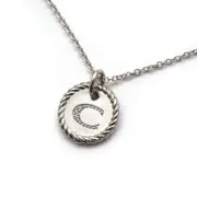 New DAVID YURMAN Cabled Round Initial C 18" Necklace in White 18K & Gold Diamond