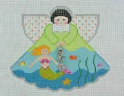 Hand-painted Needlepoint Canvas, Painted Pony "Mermaid Angel", 18" mesh, NEW