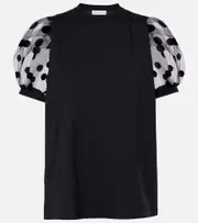 [Nina Ricci] Nina Ricci Polka dot tulle and jersey T-shirt AU 14 black