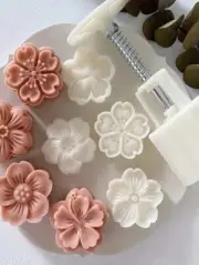 DIY Moon Cake Mold Stamps Baking Pastry Mochi Cake Flower Kitchen Tool 6pc