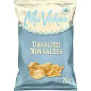 4 x Miss Vickies Kettle Cooked Potato Chips Unsalted 200g Bags CANADIAN