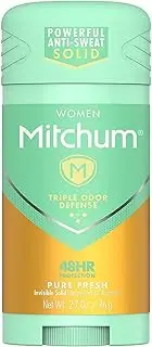 Mitchum For Women Advanced Control Anti-Perspirant Deodorant Invisible Solid Pure Fresh 2.70 oz (Pack of 4)