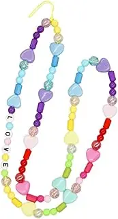 BRIGHTFUFU Rainbow Gradient Beaded Phone Lanyard Long Mobile Phone Neck Strap for Theft Prevention Stylish Accessory for Phones Bags and Keys