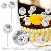 3/5/12Pcs Stir Disco Cake Sign Prom Decorations Mini Cakes Mirror Ball Z0V8