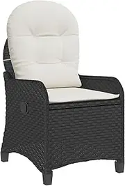 Camping Sunloungers Reclining Patio ChairsBlack Poly Rattan Recliner Chair with Cushion