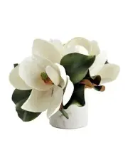 [Vicky Yao] Luxury Artificial White Magnolia Arrangement in Nature Marble Pot