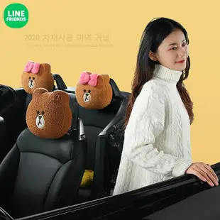 LINE FRIENDS 卡通汽車頭枕 腰靠 車護頸載枕 可愛車內靠枕 車用座椅枕頭