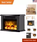 Mini Electric Fireplace Tabletop Portable Heater,14.8'' Black, Metal