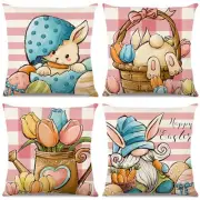 Easter Pillow Covers 18x18 Set of 4 Easter Decorations for Farmhouse Spring