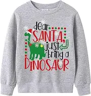 TBBCWWQY Toddler Boys Christmas Sweatshirt Kids Santa Dinosaur Penguin Shirt Xmas Pullover Long Sleeve Tops 1-7T