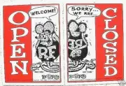 Rat Fink OPEN / CLOSED Shop Garage Sign Bedroom Business