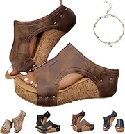 [Generic] Lumi Cork Wedges, Maison Birch Lumi Cork Wedges, Women's Comfy Platform Slides Non Slip Sandals for Women