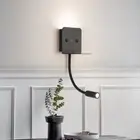 6W LED Reading Light Fixture Wall Lamp Switch USB Charging Port Swivel Spotlight