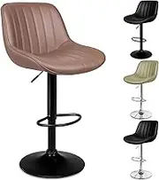 ALFORDSON 2X Bar Stool Gas Lift, Adjustable Kitchen Barstools, Swivel Leather Counter Dining Chairs in 70-90cm Seat Height, Home Bar Dining Room Furniture, Wendy Brown
