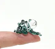 [Sansukjai] Toad Tiny Figurines Hand Blown Color Glass Art Animals Collectible Gift Home Decor, Green