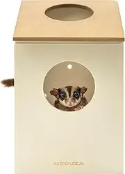 NEOUZA Wooden Indoor Bird House Small Animal Habitat, Multi-Purpose Nesting Box with Play Platform, Easy Tool-Free Assembly (Nuts & Buckle)