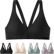 [Generic] Deep V Minimizer Front Closure Push-Up Wireless Bra, Wireless Push Up Bras for Women, Front Closure Support Bra