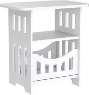SHINGONE Compact 3-Tier Nightstand: White PVC Shelf - Multifunctional, Easy Assembly and Minimalist Design for Small Spaces