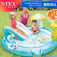 在飛比找蝦皮商城精選優惠-INTEX嬰兒童遊泳池噴水戲水池大號充氣海洋球池寶寶遮陽爬行