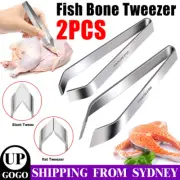 2x Fish Bone Tweezers Flat Bevel Edge Remover Puller Stainless Steel Kitchen Set