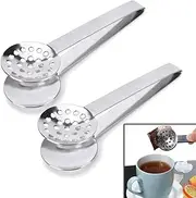 TraderPlus 2 Pack Stainless Steel Tea Bag Squeezer Tongs Strainer Grip