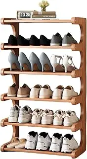 [Magnitt] Shoe Racks, Wooden Stackable Shoe Storage Shelves, 15-20 Pairs Shoe Organizer Free Standing Shoe Shelf for Entryway, Closet, Hallway, Multifunctional Front Door Shoe Rack (6 Layer 50cm)